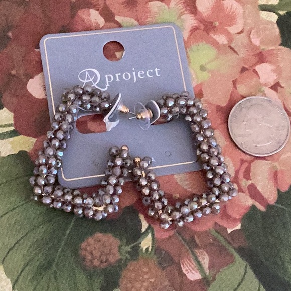 Handcrafted Grayish Crystal Earring on Posts - Picture 1 of 9